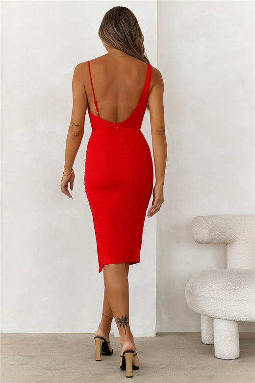 HELLO MOLLY Chic Celebrations Midi Dress Red