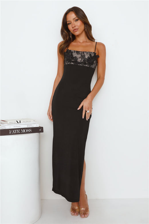 Romance Found Lace Maxi Dress Black