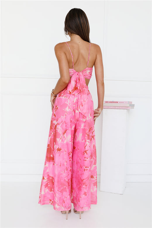 Forest Of Sun Mesh Wide Leg Pants Pink