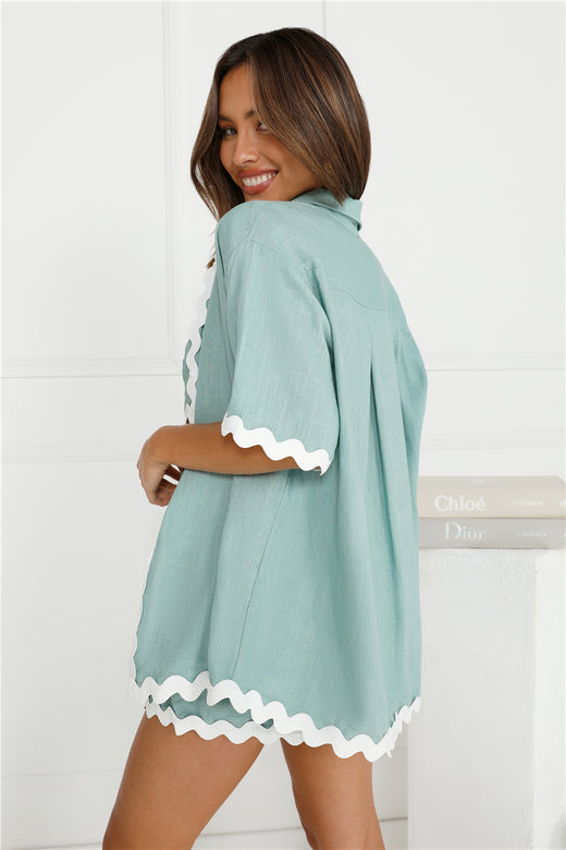Gorgeous Ivy Linen Blend Shirt Sage