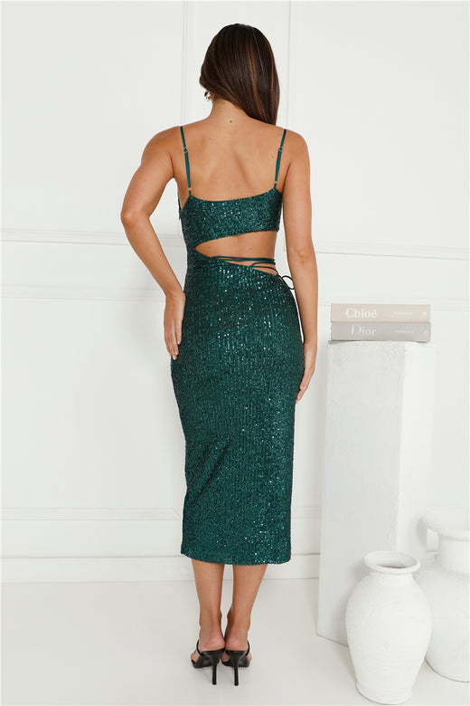 Shimmer Shores Sequin Midi Dress Green